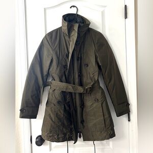 Burberry Olive Green Belted Trench Coat